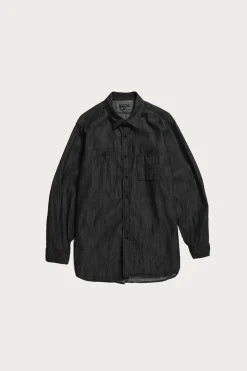 Shirts<Engineered Garments Work Shirt - Black Cotton Denim Shirting