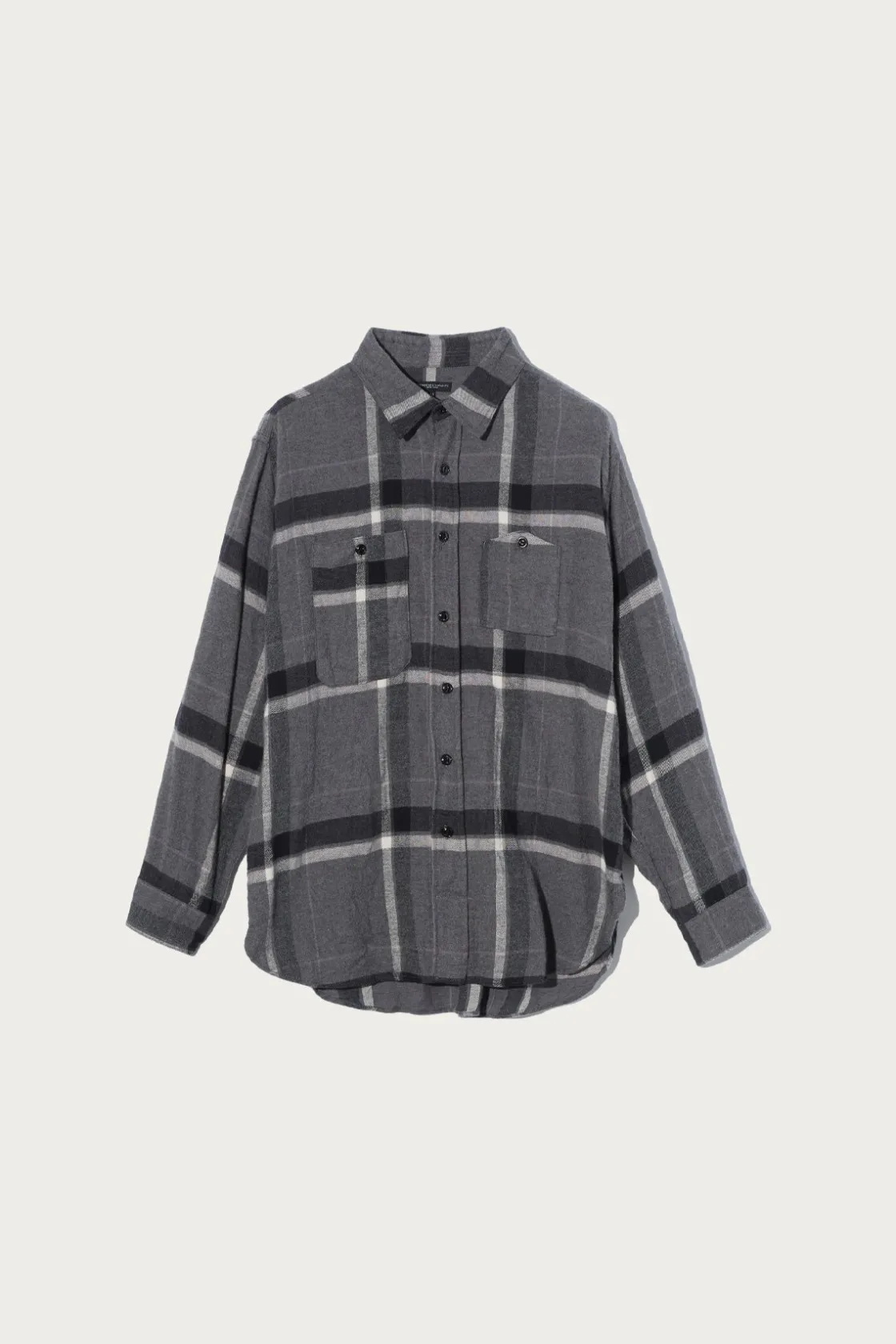 Shirts<Engineered Garments Work Shirt - Grey/Black Cotton Brushed Big Plaid