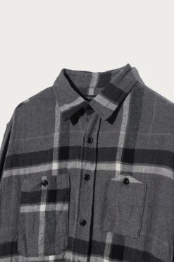 Shirts<Engineered Garments Work Shirt - Grey/Black Cotton Brushed Big Plaid