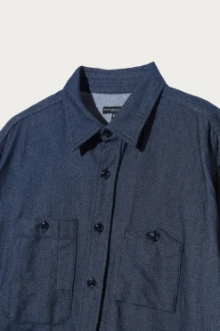 Shirts<Engineered Garments Work Shirt - Indigo Cotton Denim Flannel