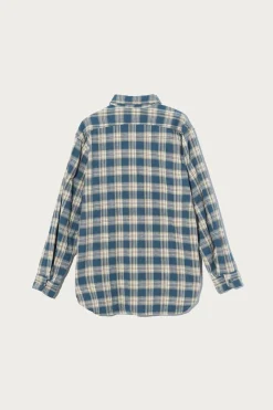 Shirts<Engineered Garments Work Shirt - Navy Cotton Plaid Jacquard