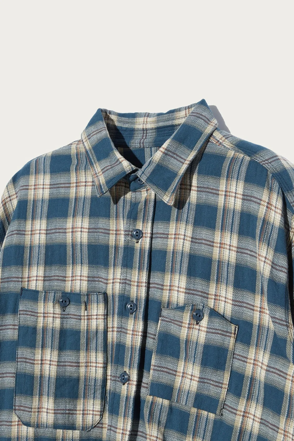 Shirts<Engineered Garments Work Shirt - Navy Cotton Plaid Jacquard