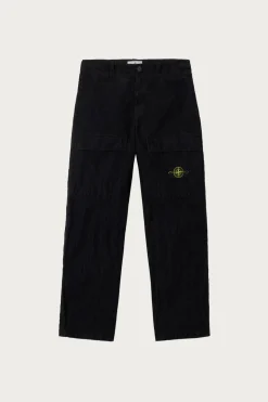 Pants<Stone Island Wrinkled Corduroy Trousers - Black