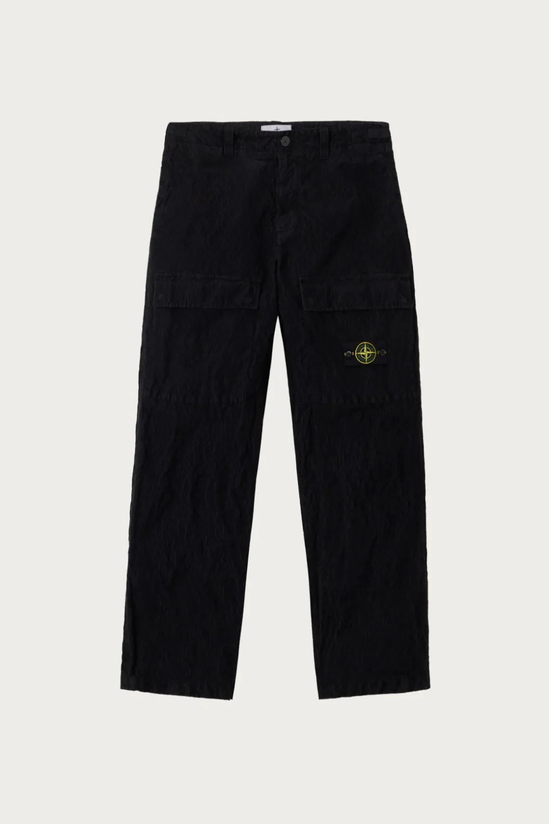 Pants<Stone Island Wrinkled Corduroy Trousers - Black