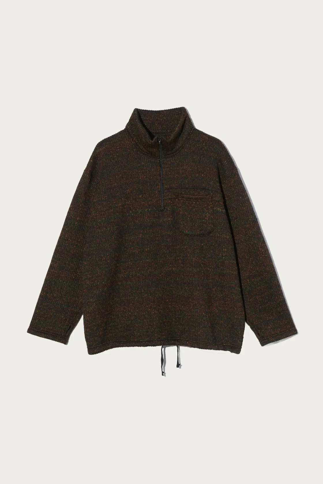 Sweaters<Engineered Garments Zip Mock Neck - Brown Wool Poly Nep Sweater Knit