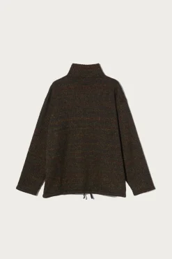 Sweaters<Engineered Garments Zip Mock Neck - Brown Wool Poly Nep Sweater Knit